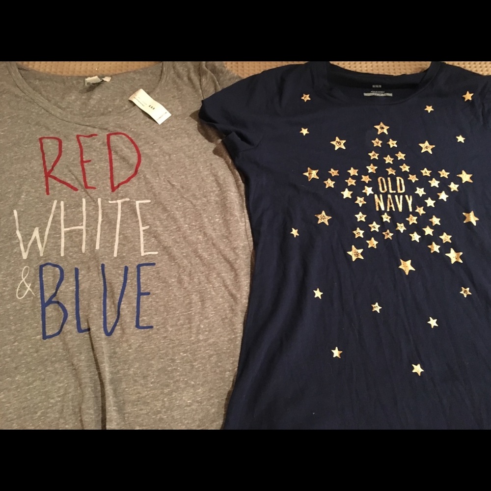 Set/2 Old Navy Star Patriotic Red White Blue Tops